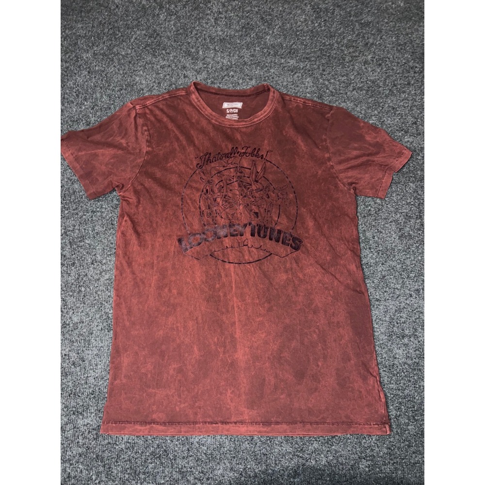 Tailgate American Eagle Looney Tunes Red Acid Wash Graphic Tee Shirt Small